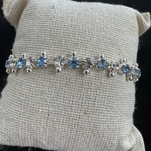 Michaelangelo Cubic Zirconia Blue and Silver Tennis Bracelet